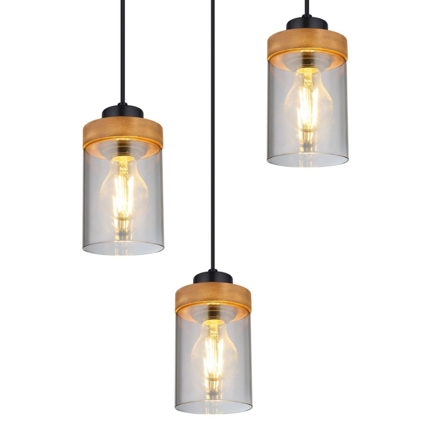 Globo - Chandelier on a string 3xE27/40W/230V metal/wood