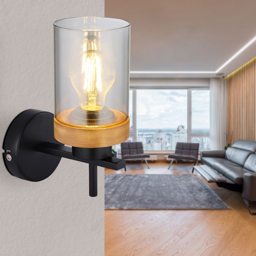 Globo - Wall lamp 1xE27/40W/230V metal/wood