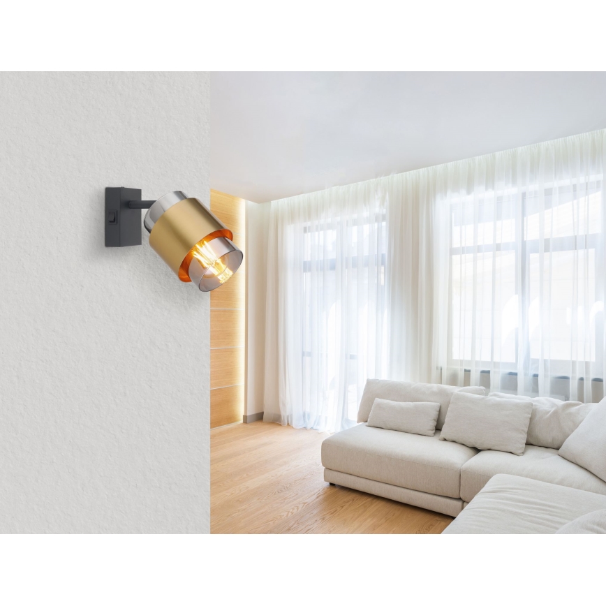 Globo - Wall spotlight 1xE27/40W/230V black/brass