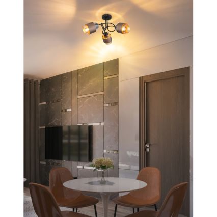 Globo - Surface-mounted ceiling light 3xE27/40W/230V black/bronze