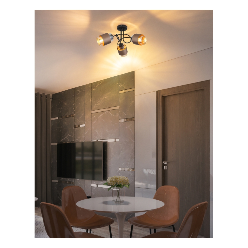 Globo - Surface-mounted ceiling light 3xE27/40W/230V black/bronze