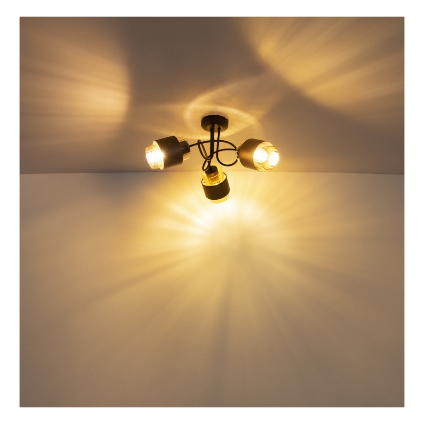 Globo - Surface-mounted ceiling light 3xE27/40W/230V black/bronze