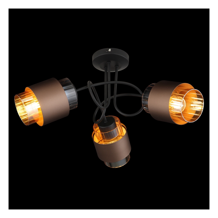Globo - Surface-mounted ceiling light 3xE27/40W/230V black/bronze