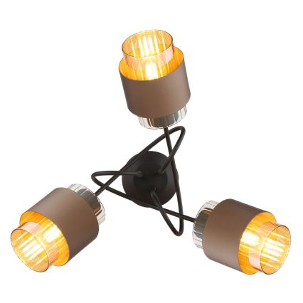 Globo - Surface-mounted ceiling light 3xE27/40W/230V black/bronze