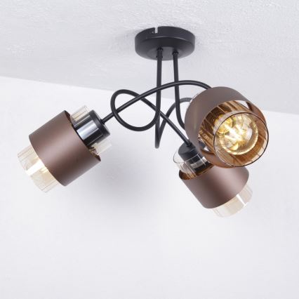 Globo - Surface-mounted ceiling light 3xE27/40W/230V black/bronze