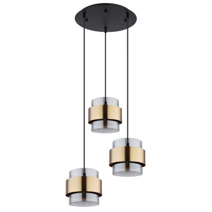 Globo - Chandelier on a string 3xE27/60W/230V black/brass