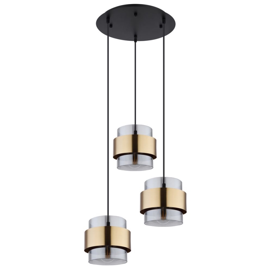 Globo - Chandelier on a string 3xE27/60W/230V black/brass