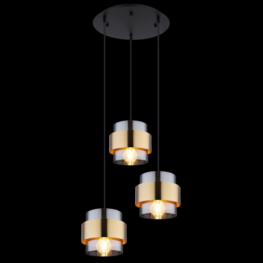 Globo - Chandelier on a string 3xE27/60W/230V black/brass