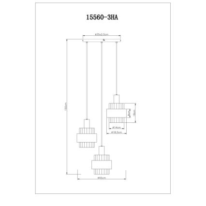 Globo - Chandelier on a string 3xE27/60W/230V d. 45 cm