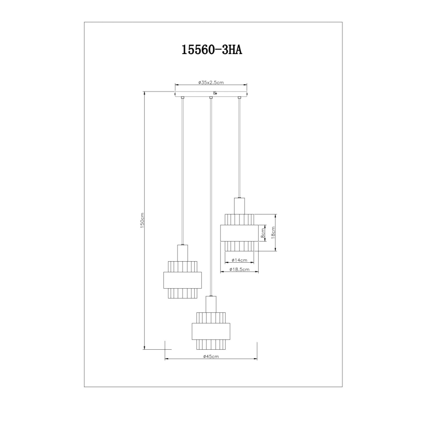 Globo - Chandelier on a string 3xE27/60W/230V d. 45 cm