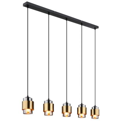 Globo - Cable-suspended pendant light 5xE27/40W/230V, black/brass