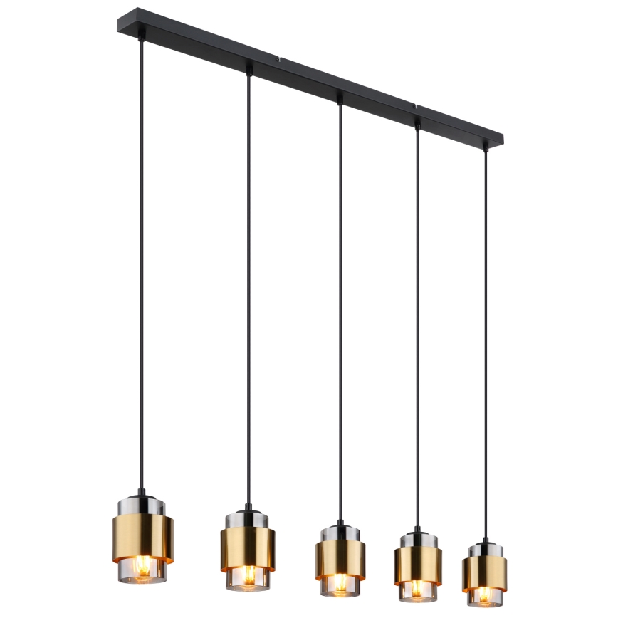 Globo - Cable-suspended pendant light 5xE27/40W/230V, black/brass