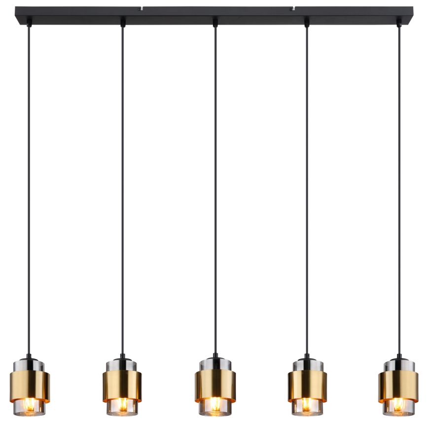 Globo - Cable-suspended pendant light 5xE27/40W/230V, black/brass