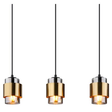 Globo - Cable-suspended pendant light 5xE27/40W/230V, black/brass