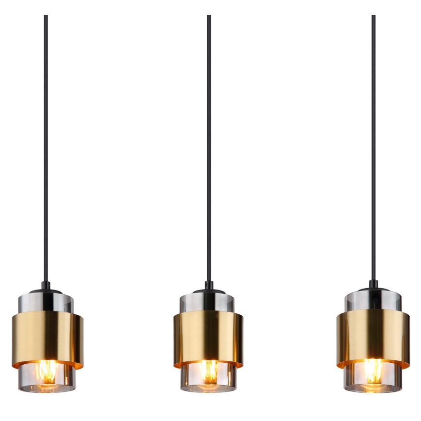 Globo - Cable-suspended pendant light 5xE27/40W/230V, black/brass
