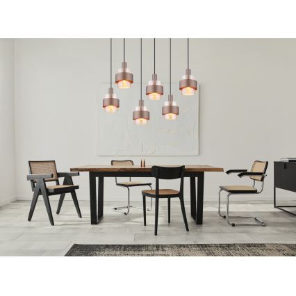 Globo - 6-Light Cable Pendant, E27/60W/230V, Brown