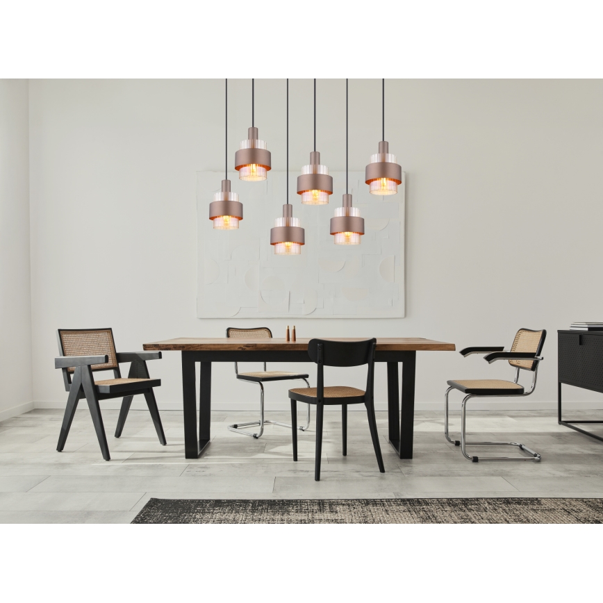 Globo - 6-Light Cable Pendant, E27/60W/230V, Brown