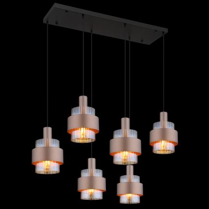 Globo - 6-Light Cable Pendant, E27/60W/230V, Brown