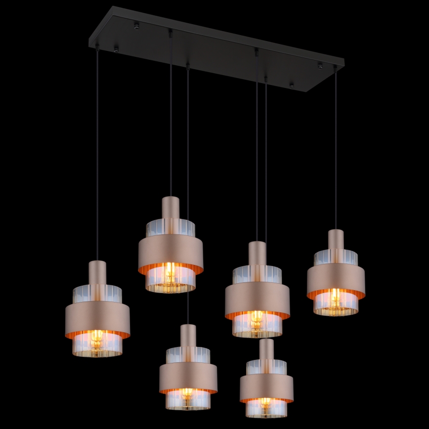 Globo - 6-Light Cable Pendant, E27/60W/230V, Brown