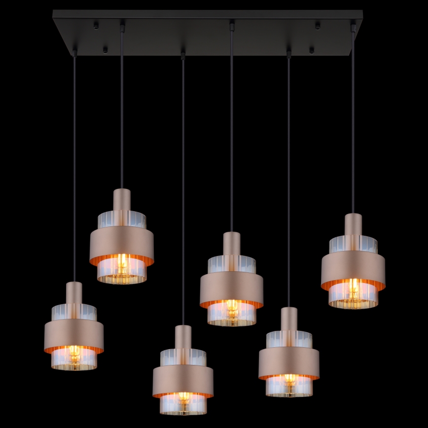 Globo - 6-Light Cable Pendant, E27/60W/230V, Brown