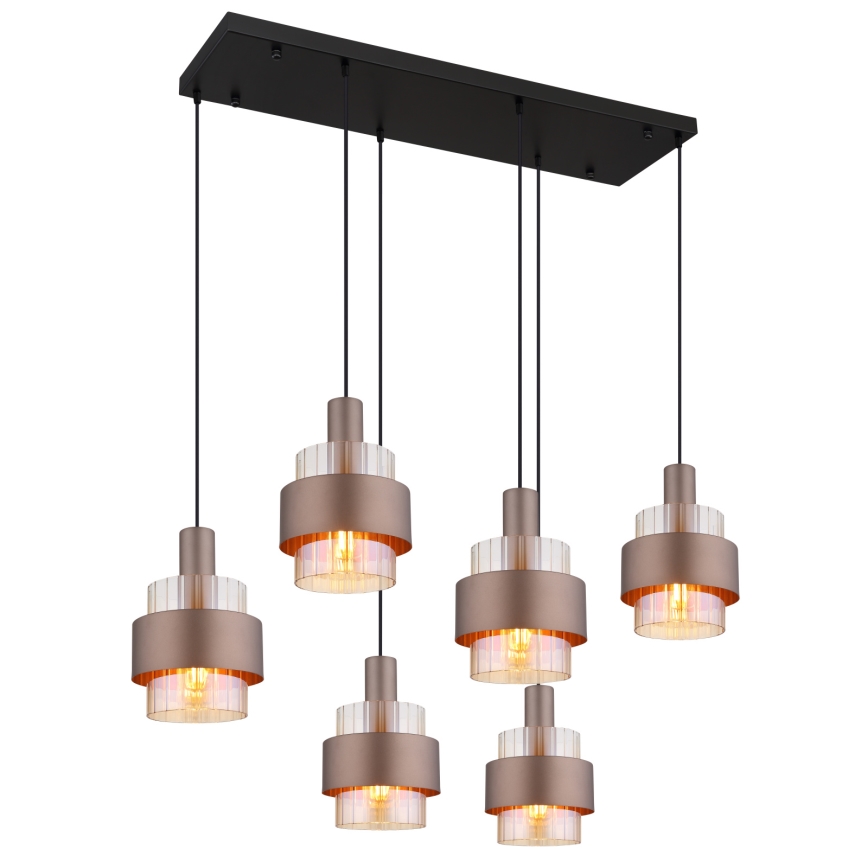 Globo - 6-Light Cable Pendant, E27/60W/230V, Brown