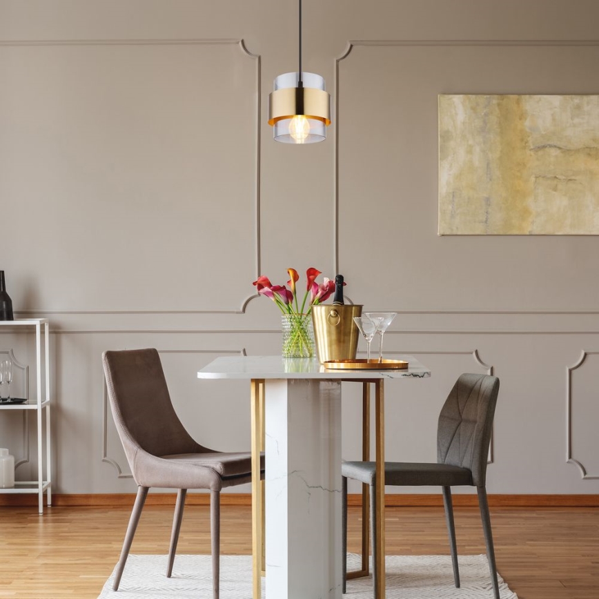 Globo - Chandelier on a string 1xE27/60W/230V black/brass