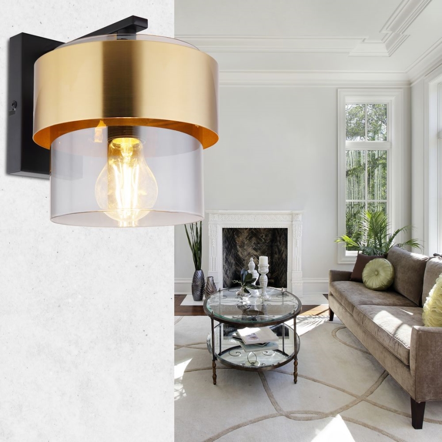 Globo - Wall light 1xE27/60W/230V black/brass