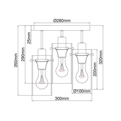Globo - Surface-mounted chandelier 3xE27/40W/230V