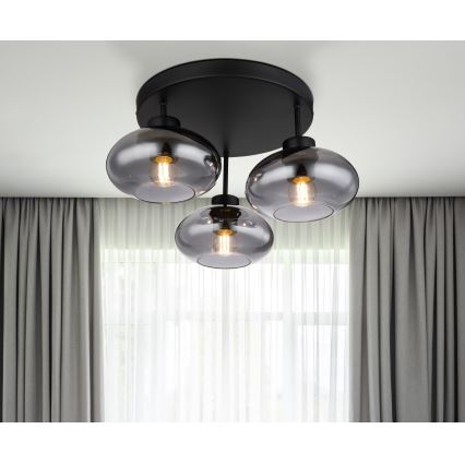 Globo - Surface-mounted ceiling light 3xE27ILLU/40W/230V black