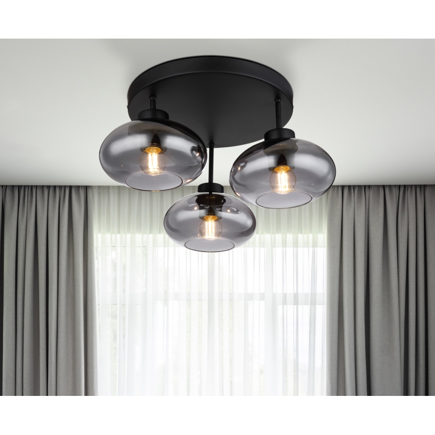 Globo - Surface-mounted ceiling light 3xE27ILLU/40W/230V black