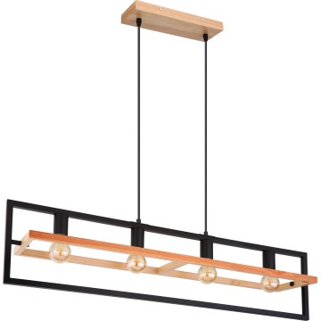 Globo 15575-4H - ERICA cable-suspended chandelier 4xE27/40W/230V black/beige