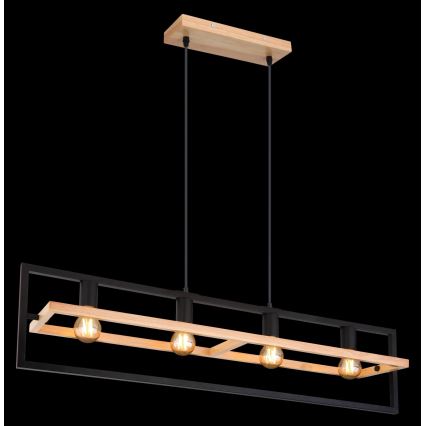 Globo 15575-4H - ERICA cable-suspended chandelier 4xE27/40W/230V black/beige