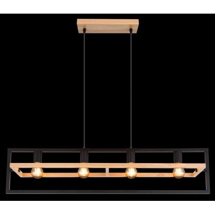 Globo 15575-4H - ERICA cable-suspended chandelier 4xE27/40W/230V black/beige