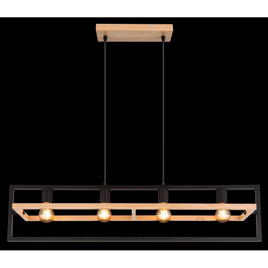 Globo 15575-4H - ERICA cable-suspended chandelier 4xE27/40W/230V black/beige
