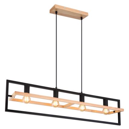 Globo 15575-4H - ERICA cable-suspended chandelier 4xE27/40W/230V black/beige