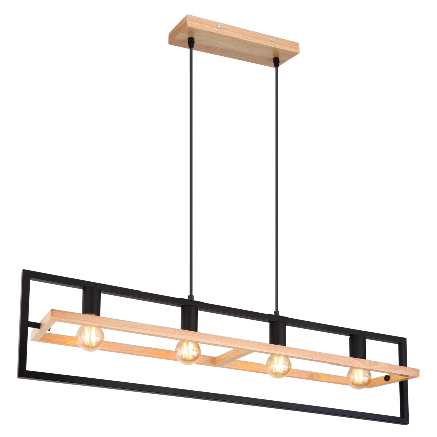 Globo 15575-4H - ERICA cable-suspended chandelier 4xE27/40W/230V black/beige