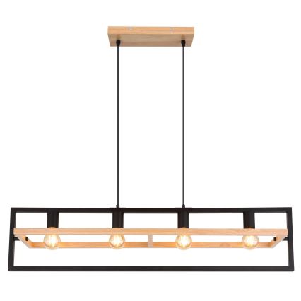 Globo 15575-4H - ERICA cable-suspended chandelier 4xE27/40W/230V black/beige