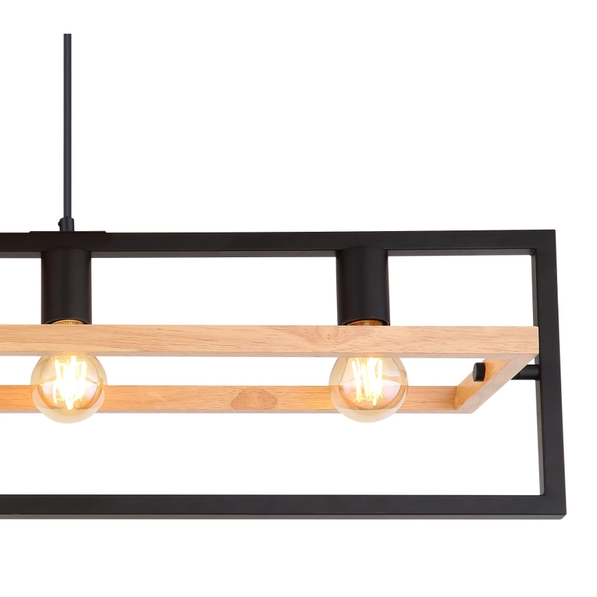 Globo 15575-4H - ERICA cable-suspended chandelier 4xE27/40W/230V black/beige