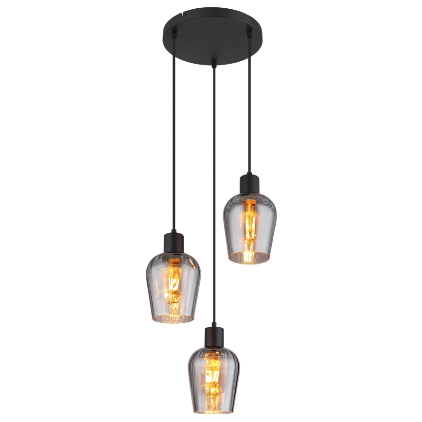 Globo - Chandelier on a string 3xE27/40W/230V d. 28,5 cm black