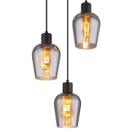 Globo - Chandelier on a string 3xE27/40W/230V d. 28,5 cm black