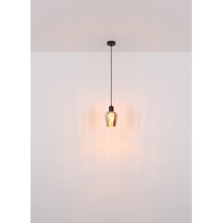 Globo - Chandelier on a string 1xE27/40W/230V d. 13,5 cm black