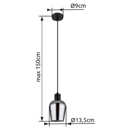 Globo - Chandelier on a string 1xE27/40W/230V d. 13,5 cm black