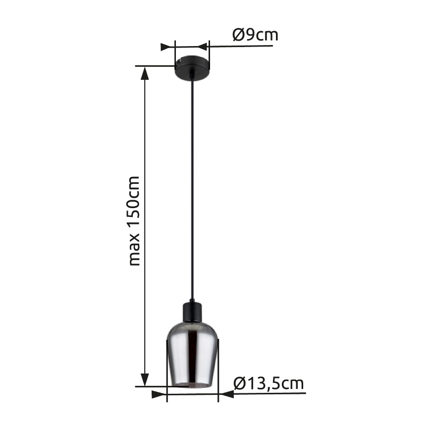 Globo - Chandelier on a string 1xE27/40W/230V d. 13,5 cm black