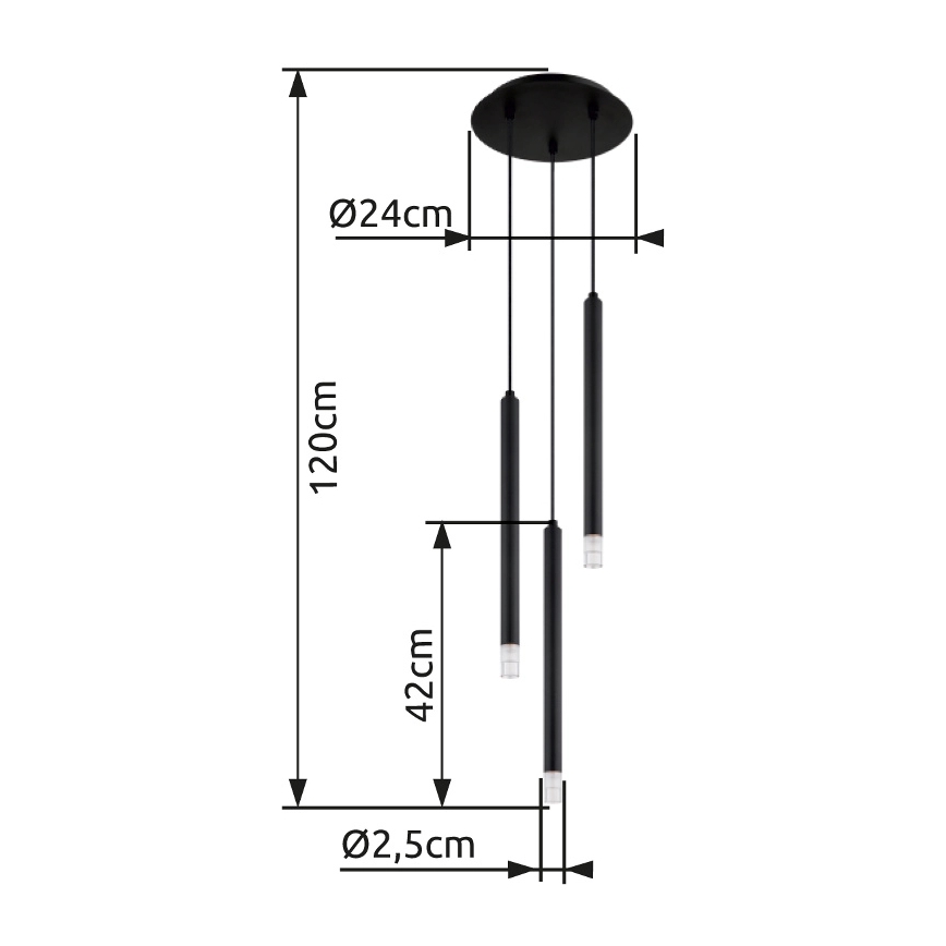 Globo - Chandelier on a string 3xG9/4W/230V d. 24 cm black