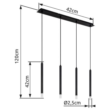 Globo - Chandelier on a string 4xG9/4W/230V black
