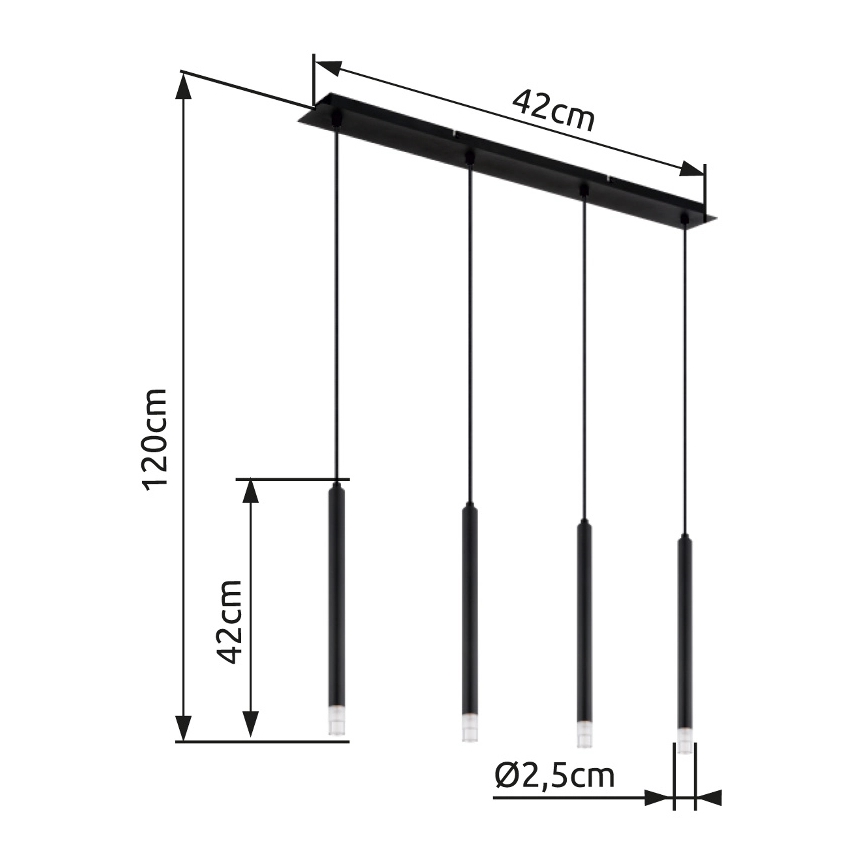 Globo - Chandelier on a string 4xG9/4W/230V black