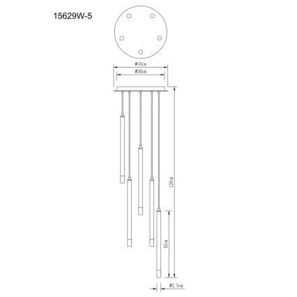 Globo - Chandelier on a string 5xG9/4W/230V d. 34 cm