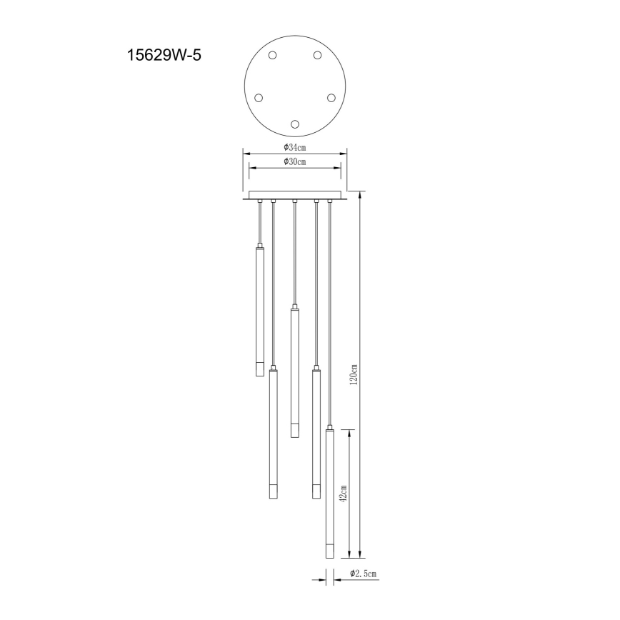 Globo - Chandelier on a string 5xG9/4W/230V d. 34 cm