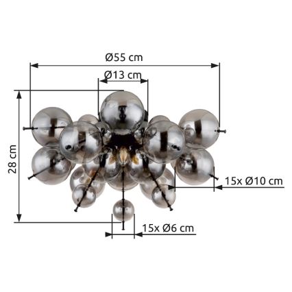 Globo - Surface-mounted chandelier 3xE14/25W/230V d. 55 cm black