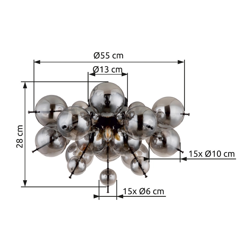 Globo - Surface-mounted chandelier 3xE14/25W/230V d. 55 cm black